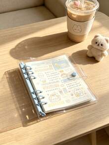 A6 Transparent Loose-Leaf Cover Sticker Book, Stickers, 3D Sticker Storage Box, 6-Hole PVC Notebook Set, DIY Diary - Multicolor - View 8