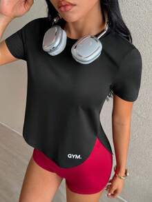 Dewbera Dewbera Casual Sporty Athleisure Versatile Short Sleeve Sportswear Gym Workout Black And White Summer - Black - View 1