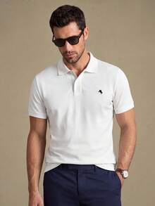 Lornavo Men's Cotton Summer Casual Versatile White POLO Shirt Golf - White - View 7