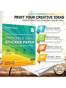A4 Matte White Printable Vinyl Sticker Paper 50 Sheets, Waterproof Quick Dry Adhesive Label Sheet For Inkjet & Laser Printer, Compatible With Cutting Machine - White - View 6