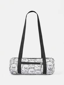 SHEIN X Care Bears 1pc Versatile Letter & Cartoon Pattern Shoulder Bag Suitable For College Students, Formal Events, Parties, And Daily Outings - Ash - View 5