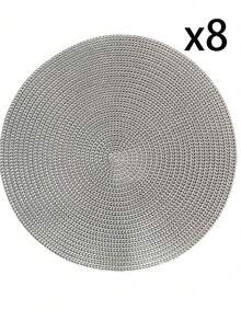 Hotel/Restaurant Round Placemats, PVC Non-Slip Waterproof Table Mats, Gold/Silver Heat Insulation Coasters, Washable, Protect Surface, Suitable For Wedding, Christmas, Party, Home Kitchen Dining Decor - Multicolor - View 21
