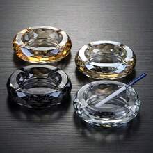 1件水晶玻璃菸灰缸 雪茄香菸菸灰缸座 家用辦公室桌面裝飾 - 彩色 - 查看 2