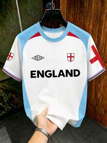 Manfinity Gritte Field Men's Letter Print Short Sleeve Soccer Jersey T-Shirt - Multicolor - View 1