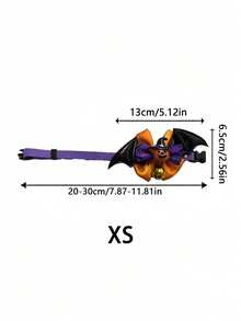 PETSIN 1PC Halloween Bat Wing Bow Tie Pet Collar / Soft Smooth Satin Fabric Halloween Themed Bow With PU Bat Wing Pumpkin Eyeball Decor Adjustable Velvet Neck Strap With Crisp Sound Metal Jingle Bell - Multicolor - View 10