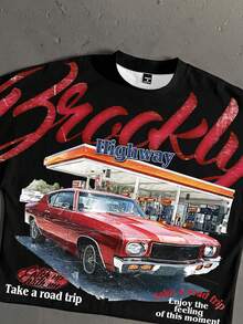 Salvezio OEM 數位印花寬鬆版型短版蝙蝠袖 T-shirt (高品質) - 黑色 - 查看 2