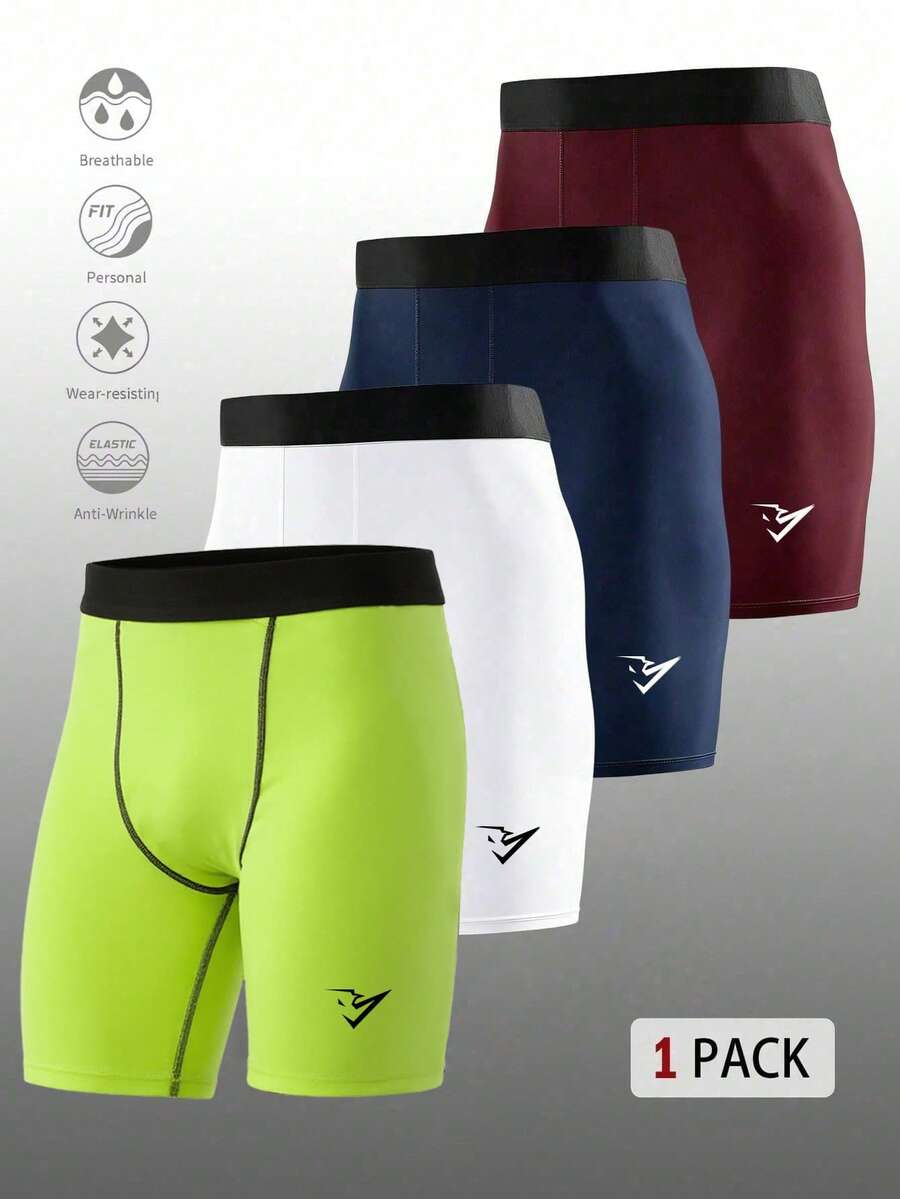 Gym Rark Men's Geometric Print Colorblock Sports Base Layer Shorts - Green - View 1