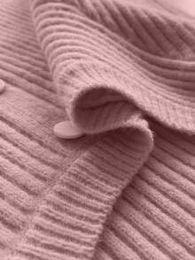 Maweii Plus Size Women Solid Color Elegant Fitted Fuzzy Heart Knitted Sweater Dress Winter - Pink - View 8