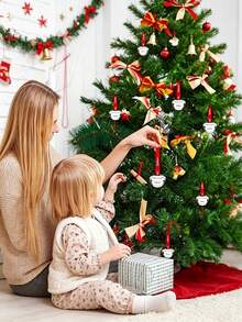 30 Pieces Christmas Sleigh Bells With Red Ribbon - 3 Cm Mini Metal Bells, Suitable For Tree, Wedding, Shower And Party Decorations - Multicolor - View 2