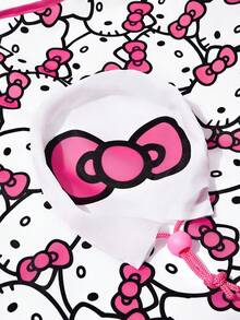 HELLO KITTY AND FRIENDS | SHEIN 可愛貓咪印花可折疊購物袋，附抽繩收納袋，大容量輕量可重複使用，適用於買菜與日常使用 - 白粉 - 查看 5
