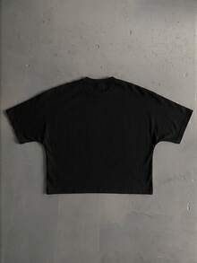 Salvezio OEM 數位印花寬鬆版型短版蝙蝠袖 T-shirt (高品質) - 黑色 - 查看 3