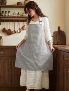 1-Pack Striped Print Black Gray Decorative Apron Kitchen Dining Long Apron Stain Resistant For Daily Use - Multicolor - View 1