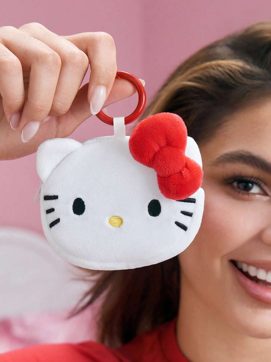 HELLO KITTY AND FRIENDS | SHEIN 1個可愛卡通零錢包,立體造型,可收納硬幣、卡片、鑰匙等小物,可掛在包包上 - 白色 - 查看 1