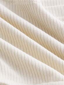 SHEIN x Marika Sila SHEIN MOD Top tubo de verano de punto acanalado con detalle de nudo adelante - Beis - Ver 4