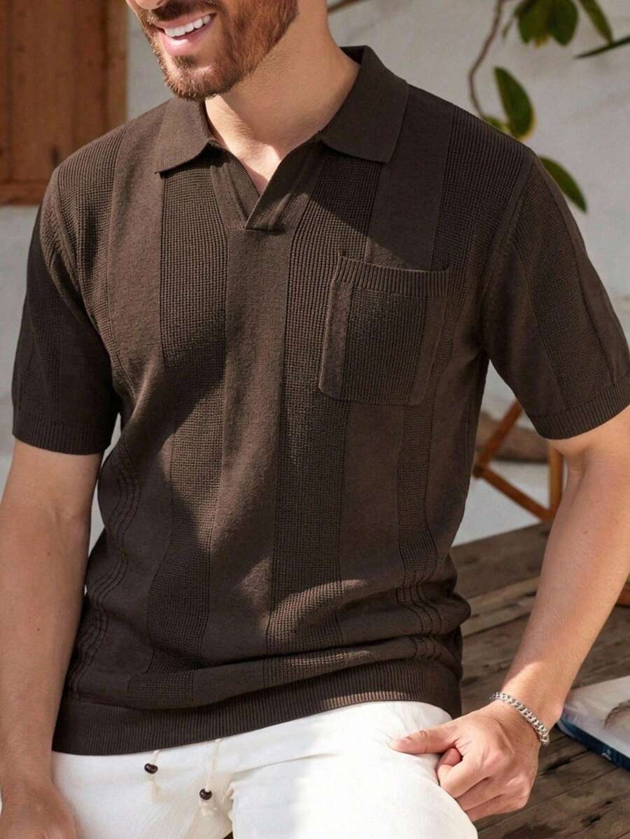 Manfinity Homme Camiseta de punto de manga corta de unicolor para hombre - Multicolor - Ver 1