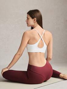 Activina Women's Summer And Spring Activewear White Criss-Cross Back Padded Sports Bra For High Support Workouts And Training - White - View 5