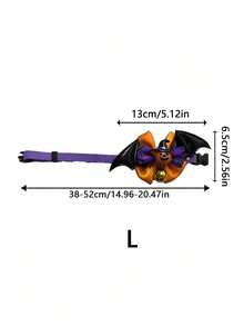 PETSIN 1PC Halloween Bat Wing Bow Tie Pet Collar / Soft Smooth Satin Fabric Halloween Themed Bow With PU Bat Wing Pumpkin Eyeball Decor Adjustable Velvet Neck Strap With Crisp Sound Metal Jingle Bell - Multicolor - View 13