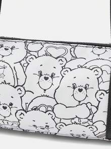 SHEIN X Care Bears 1pc Versatile Letter & Cartoon Pattern Shoulder Bag Suitable For College Students, Formal Events, Parties, And Daily Outings - Ash - View 3