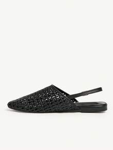 CUCCOO CHICEST Women's Shoes Spring And Summer Flat Bottom Square Toe Shoes Rear Strap Mules Shoes Versatile Elegant And Fashionable Wear Fall Shoes - Black - View 11