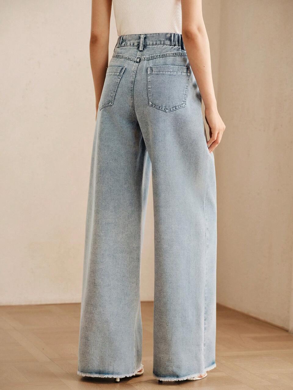 Summer Washed Blue Women's Fashion Modern Commute Casual Versatile Lace Applique Jeans