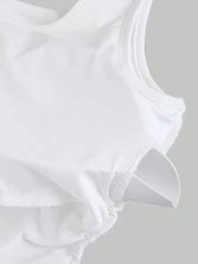 SHEIN Unity Top sin mangas ajustado informal de cuello cuadrado en unicolor para mujer - Blanco - Ver 5