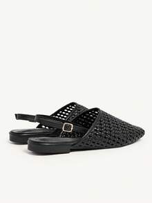 CUCCOO CHICEST Women's Shoes Spring And Summer Flat Bottom Square Toe Shoes Rear Strap Mules Shoes Versatile Elegant And Fashionable Wear Fall Shoes - Black - View 12