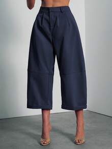 Hauture Women's Sexy Casual Office Barrel Wide Leg Shape Pants - Navy Blue - View 1