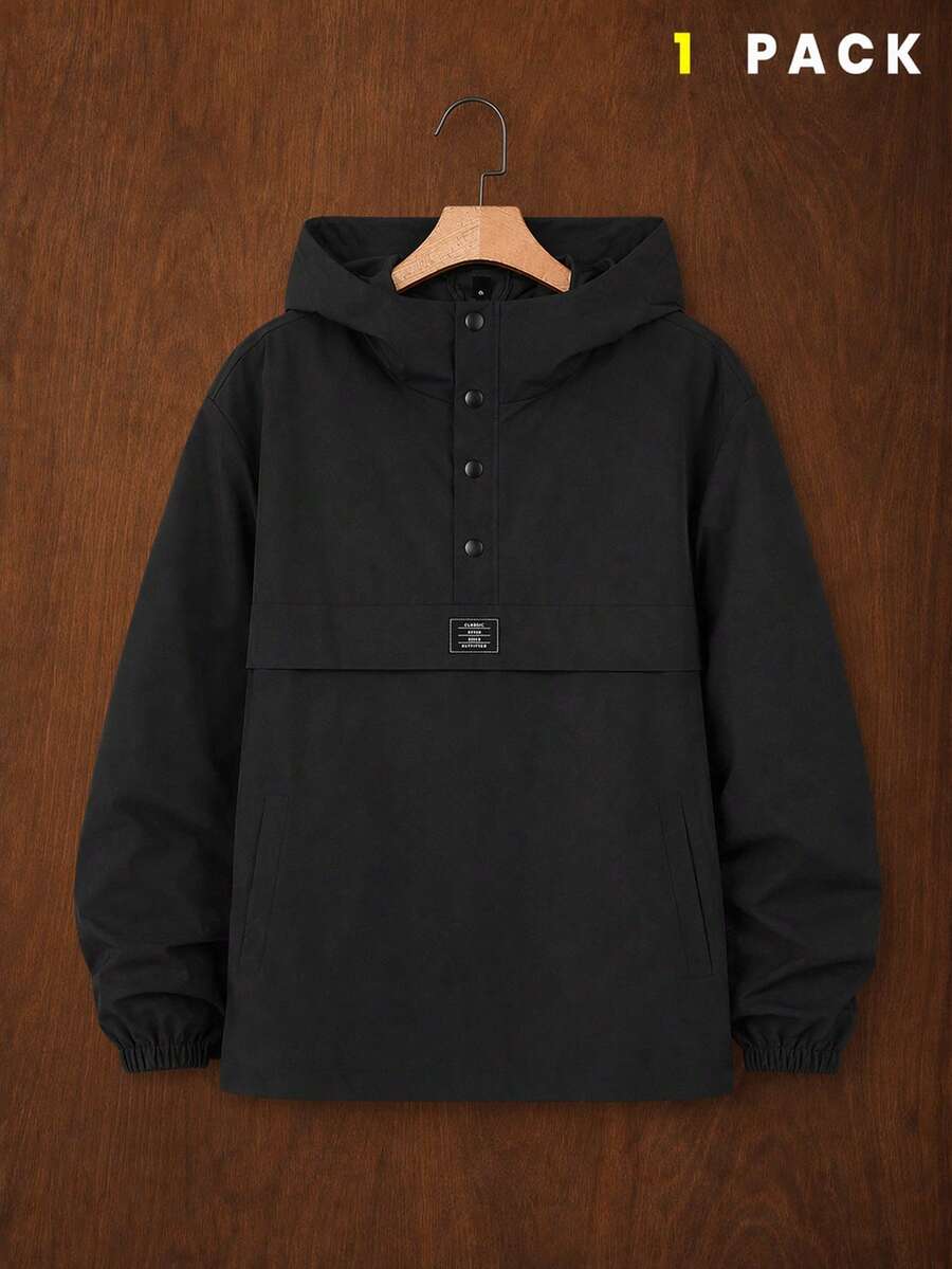 HIMLAND Men's Casual Versatile Hooded Jacket, Spring/Autumn - Black - View 1