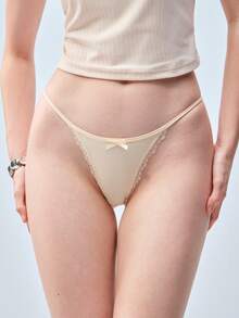 Softvol 3pcs Solid Color Comfortable Silk Blend Women's Thong Panties - Multicolor - View 5
