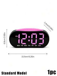 LED Digital Alarm Clock With Week Display, Dimmable Pink Large Screen Desk Clock, Dual Alarm Snooze Function Bedroom Table Clock For Home Decor, Support 12/24H Time Format - multicolor - View 10