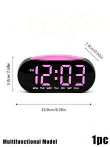 LED Digital Alarm Clock With Week Display, Dimmable Pink Large Screen Desk Clock, Dual Alarm Snooze Function Bedroom Table Clock For Home Decor, Support 12/24H Time Format - multicolor - View 11