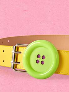 Popjeli 1Pc Yellow Y2K Millennial Spice Girls Metal Airy Rabbit Ears Decorated Ladies Belts, Suitable For Music Festivals, Parties, Dates, Etc - Yellow - View 7