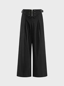 FeverCity Men's Solid Color Casual Versatile Daily Wear Long Pants - Black - View 3