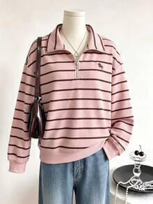 SHEIN 少女秋季休閒條紋運動衫 - 彩色 - 查看 4