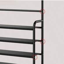 Multi-Level Entrance Shoe Rack With Hooks, Standalone Foyer Storage Rack. - Multicolor - View 4
