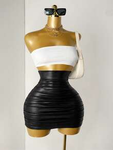 VaVaBold Women's Solid Color Simplistic Fashionable Casual Everyday Skirt - Black - View 1