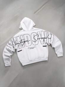 STYNVO Hoodie Kasual Pria dengan Cetakan Huruf, Musim Gugur/Dingin - Putih - View 1