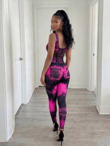 BamGleam Women's Denim Effect Casual Sleeveless Jumpsuit - Multicolor - View 2