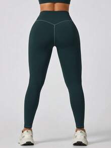 Core Rhythm New Summer Women's High Waist Tummy Control Sports Leggings, Great Choice For Fitness And Yoga - Blue - View 3