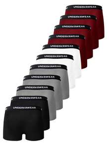 Provexi Provexi 11pcs/Set Men's Solid Color Boxer Briefs With Letter Waistband - Multicolor - View 2
