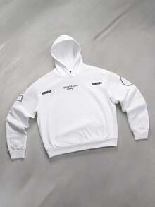 STYNVO Hoodie Kasual Pria dengan Cetakan Huruf, Musim Gugur/Dingin - Putih - View 4