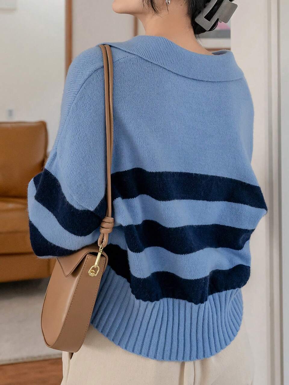 Women's Colorblock Casual Daily Wear Long Sleeve Sweater Fall