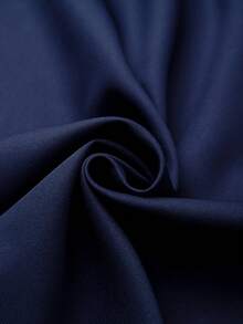 GlowEve CURVE Women's Plus Size Solid Navy Blue V-Neck Pearl Button Blazer Waist-Cinching Dress, French Double-Breasted Long Sleeve A-Line Short Umbrella Skirt, Elegant Commute Daily Holiday Interview Date Autumn/Winter New Dress - Navy Blue - View 4