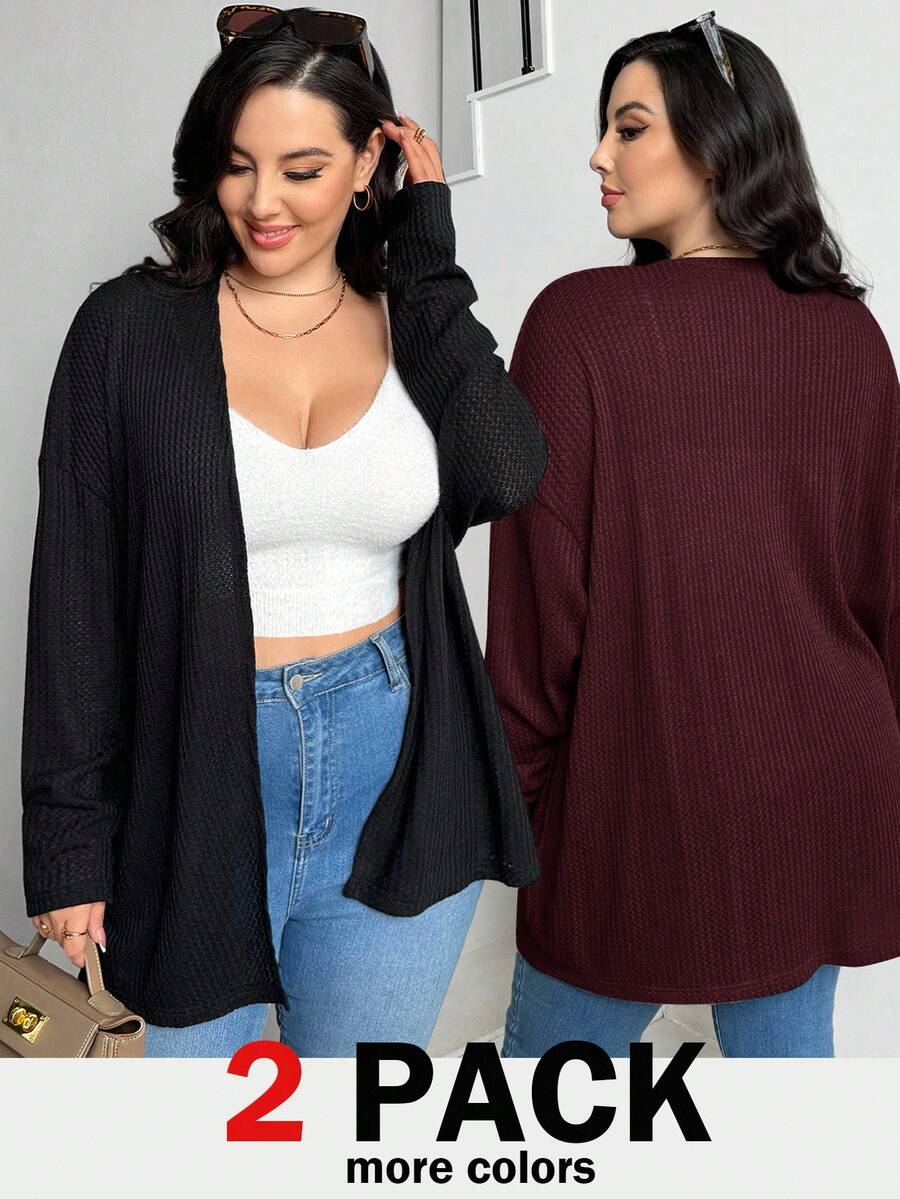 SHEIN Essnce Plus Size Casual Versatile Solid Color Jacket Fall