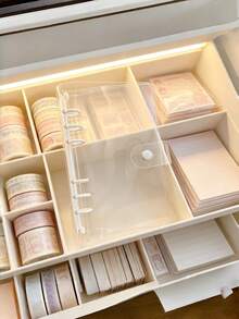 A6 Transparent Loose-Leaf Cover Sticker Book, Stickers, 3D Sticker Storage Box, 6-Hole PVC Notebook Set, DIY Diary - Multicolor - View 9