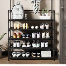 Multi-Level Entrance Shoe Rack With Hooks, Standalone Foyer Storage Rack. - Multicolor - View 1