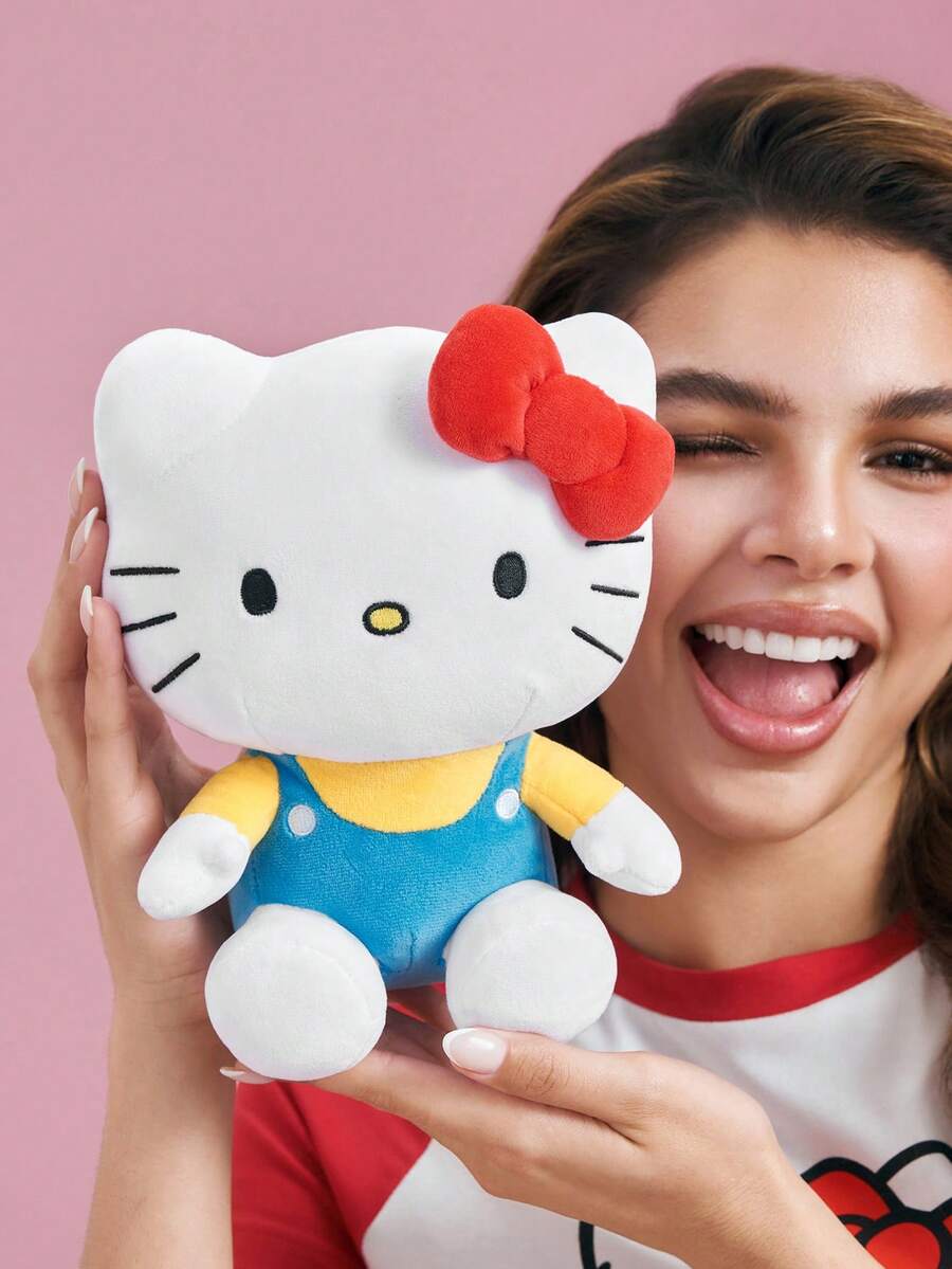 HELLO KITTY AND FRIENDS | SHEIN 1件裝可愛卡通貓咪毛絨玩偶,柔軟材質搭配精緻刺繡,可擺放在沙發或車內作為裝飾,適合作為禮物 - 藍色 - 查看 1