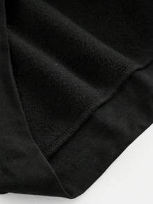 SHEIN Girlism 青少年女孩秋冬街頭風休閒穿搭 Y2K 風格不對稱肩帶鏤空鬆款黑色運動衫 - 黑色 - 查看 6