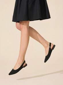 CUCCOO BASICS Women's Pointed Flats, Knitted Material, Comfortable And Breathable Lace-Up Flats, Suitable For Christmas And Spring Shoes - Black 2 - View 7