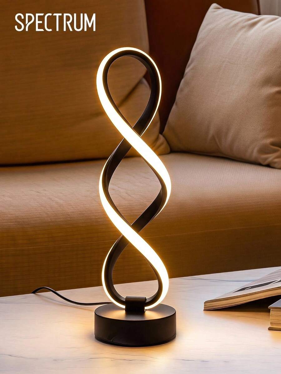 現代旋渦 LED 桌燈，創意無限螺旋夜燈，極簡彎曲 LED 書桌燈，美學裝飾燈，適用臥室、客廳家居裝飾